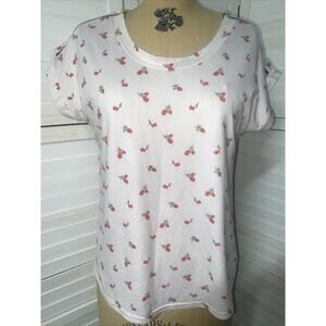 Bae City Women’s White Floral Knit Top Shirt Blouse Zipper Shoulders X-Large